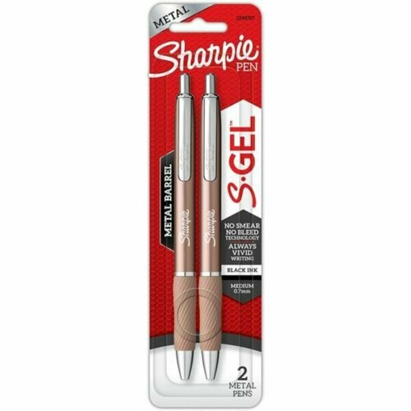 Newell Brands Sharpie Pen, Gel, 0.7mm, Champagne Metal Barrel/BK Ink, 2PK SAN2194707